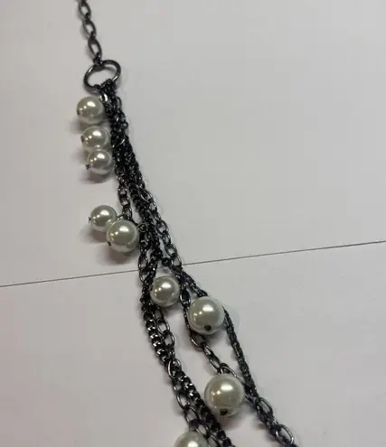 New York And Company NWT Statement Costume Beaded Necklace Black / White Bead