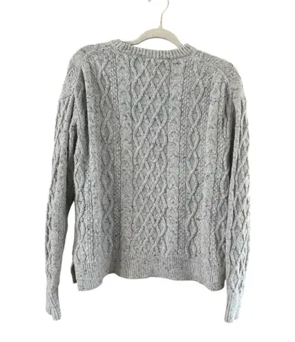 Women's J.Crew Light Grey Cable Knit Crew Neck Sweater S
