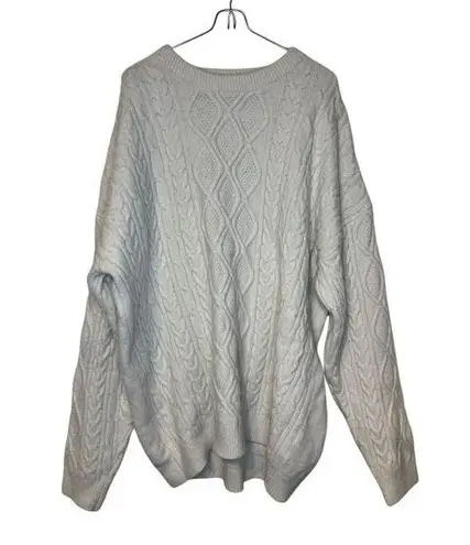 Aelfric Eden Aelifric Eden Women's Sweater Cable Knit Pullover Long Sleeve Oversized White XL