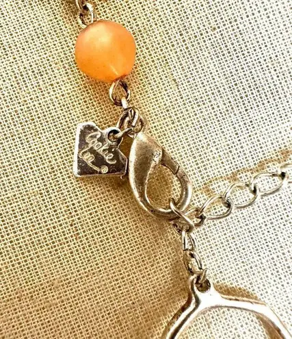 Cookie Lee Pink Beaded Silver Tone Link necklace