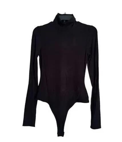 We Wore What  Turtleneck Long Sleeve Bodysuit Ribbed Black Size L