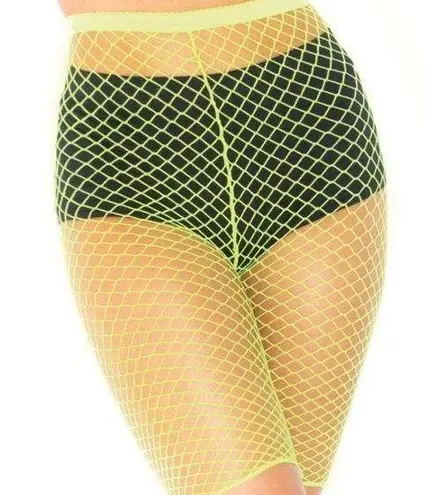 Leg Avenue NEW Industrial Fishnet Biker Shorts OS Stretchy Neon Highlighter Yellow One Size