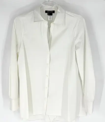 Paperwhite 3/4 Sleeve Collared Button Down Tunic Top White Size 4