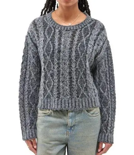 BDG  Urban Outfitters Womens S Acid Crop Cable Knit Sweater in Charcoal NEW