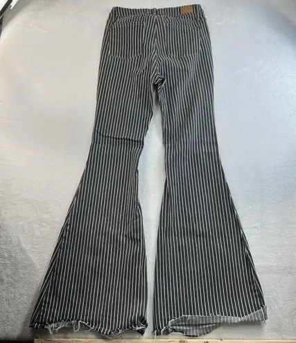 Judy Blue 5 / 27 Jeans Super Flare Leg Striped High Rise Raw Hem Boho Hippie