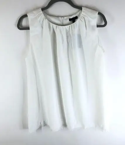 NWT ATM Chalk White Sleeveless Round Neck Raw Edge Hem Blouse Top Size Small