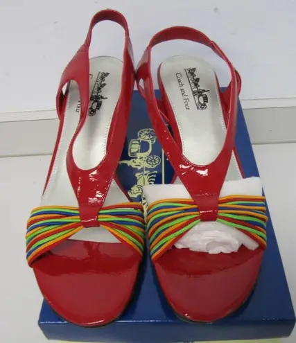 Coach And Four Reamy Red Rainbows Strappy Heel women's size 9M slingbacks in box