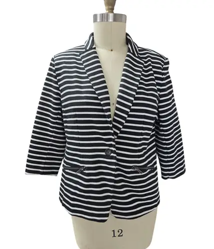 Christian Siriano Black & White Stripe Blazer Sz XL