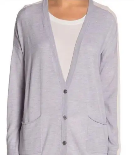 ATM Wool Schoolboy Cardigan Sweater Grey Button S