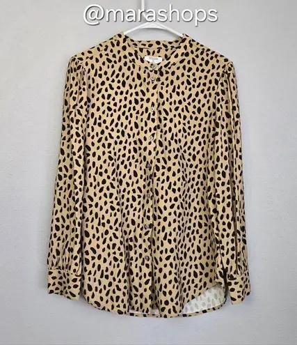 UNTUCKit Dorie Button Down Cheetah Print Shirt Black Size 8