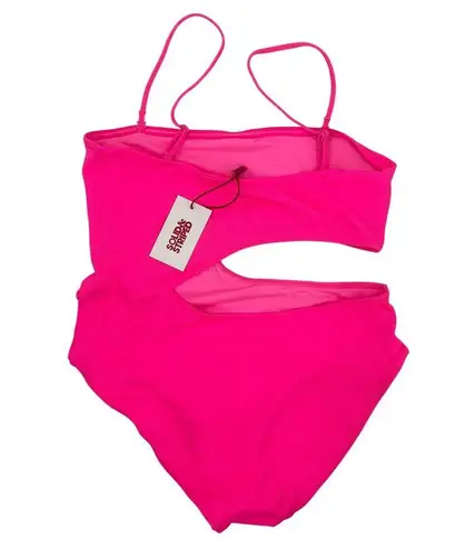 Solid & Striped Swimsuit SZ Large Cameron Cutout One Piece NWT Crinkle Rib Pink