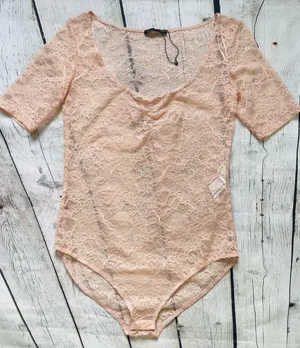 ZARA Peach Lace Bodysuit NWOT