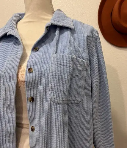 L.L.Bean  Light Blue Chunky Cotton Corduroy Button Down Oversized Shirt Large