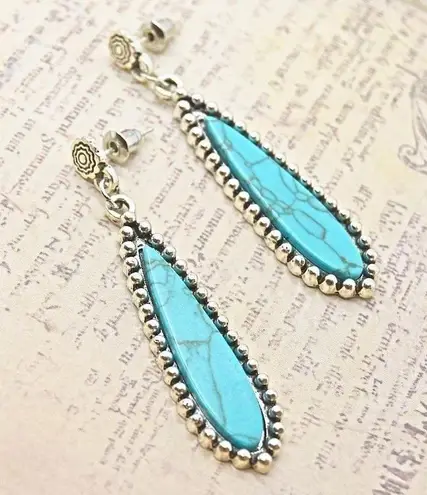 Turquoise Statement Drop Earrings Blue