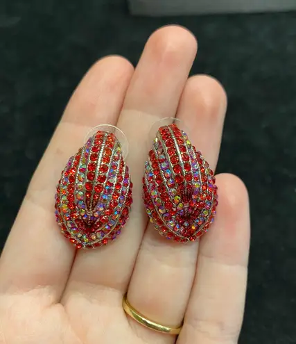 Red And AB Stone Pageant Earrings
