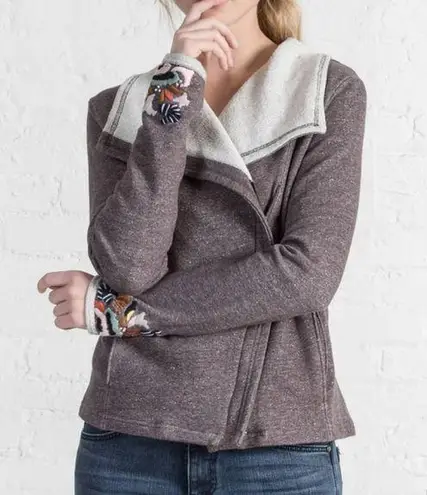 LILLA P Embroidered Terry Moto Jacket