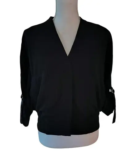 Helmut Lang NEW Size S Blaze Black Crepe Bomber Jacket Snap Front D Ring Sleeves