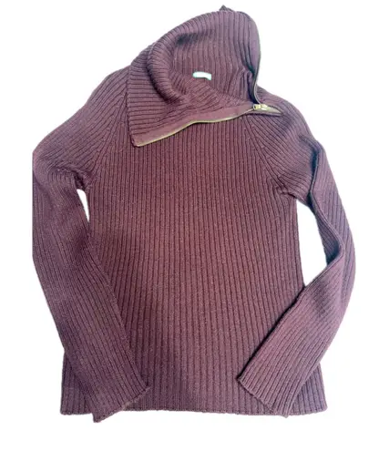 Benetton Made in Italy Sweater Womens Half Zip Collared Pullover Top size S Purple