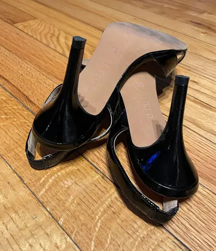 G.I.L.I. Got it Love it Loren Leather Slingback Sandals crisscross straps Glossy Shiny Party Prom Club Date Black Size 8.5