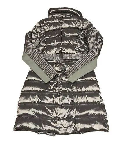 BCBGMAXAZRIA  Belted Down puffer funnel neck Metallic Gunmetal Coat size small