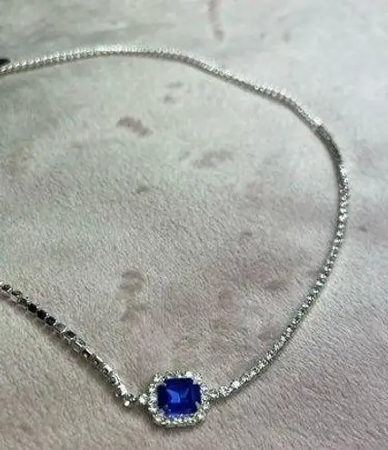 8 Other Reasons NEW Silver Blue Rhinestone Gem Material Girl Necklace Chocker