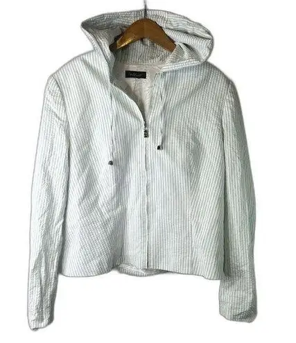 Willi Smith Striped Full Zip Hooded Lightweight Jacket Size Medium