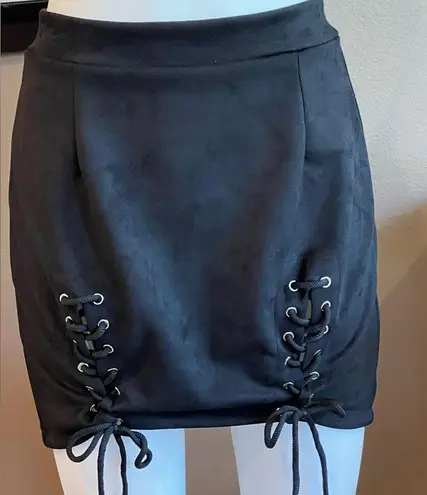 Faux Suede High Waist Lace Up A