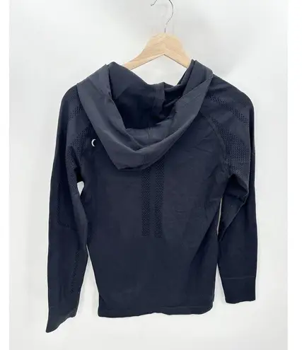 Zyia Black Compression Mesh Detail Hoodie Sweatshirt Pullover Womens Size Medium