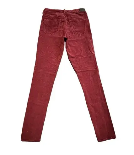 Dear John  Velvet Jeans Women Sz 27 Giselle High Waist Skinny Pants Dark Red #N11