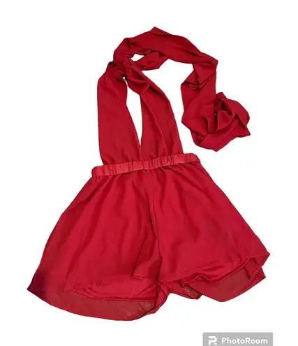 Choies red tie front romper shorts size L NWT Size L