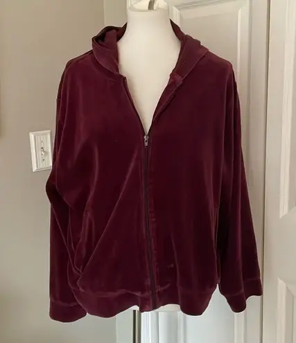 Coolest Vintage Purple Oversized Velour Zip Up Hoodie Size M