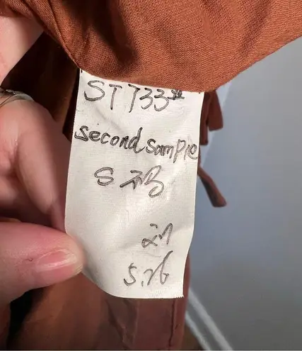 Blew Gauzy Dress Rust Brown Drawstring Ties Tan Size M