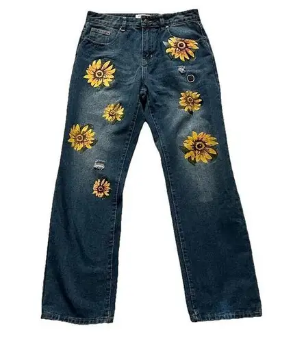 Misslook Womens Sunflower Black Jeans Light Distressed Frayed Faded Size M Blue