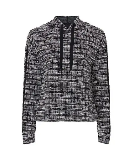 B Collection By Bobeau Jackie Grey Black Jacquard Knit Hooded Pullover Size XL