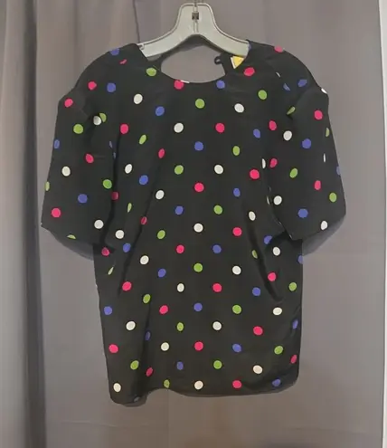 Kasper for A.S.L Polka Dot Shirt, Women's Size 6 Short Sleeve Blouse Office Wear Black