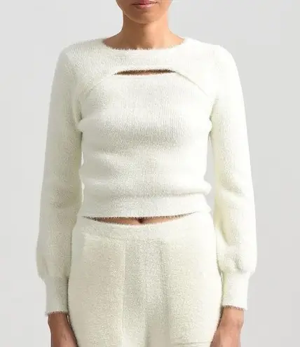 Molly Bracken LA MAISON x Cream Ribbed Cutout Crewneck Sweater Women’s Size XL