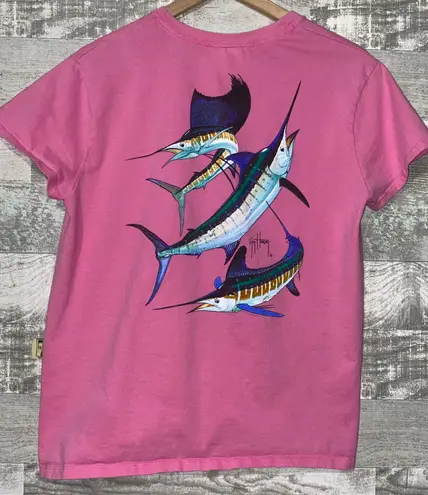 Guy Harvey Pink Grand Slam Fish Tee Shirt Juniors LG