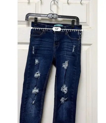 Wax Jean Wax Jeans Size 1 Womens Juniors Blue Denim Skinny Stretch Distressed Cuff CKH-C