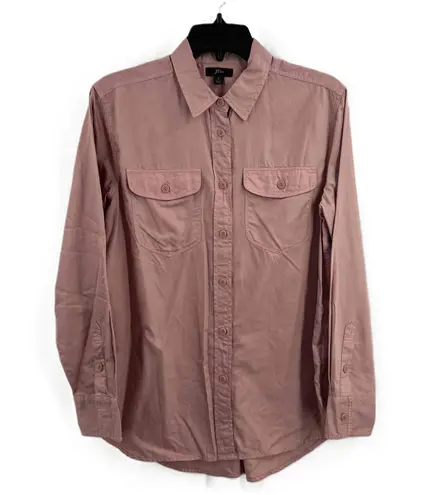 J.Crew Dusty Pink Long Sleeve Button Up Collared Front Pockets Womens Small
