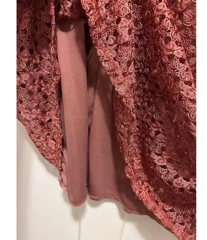 Ashley Blue Deep Rose Lace Maxi Skirt Size X