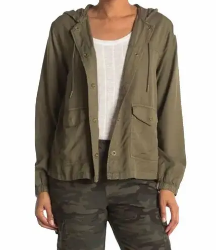 Sanctuary  Hooded Snap Front Utility Jacket Womens Large Army Green NEW