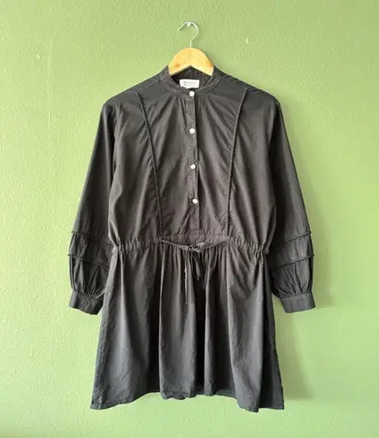 Emerson Fry India Shirtdress XS Black Organic Cotton Dress Boho Quiet Luxury