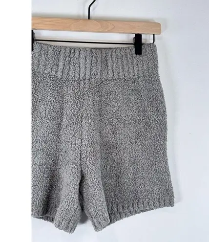 SKIMS Womens Shorts Gray Cozy Knit Boucle High Waisted Ribbed Pull On Size S/M