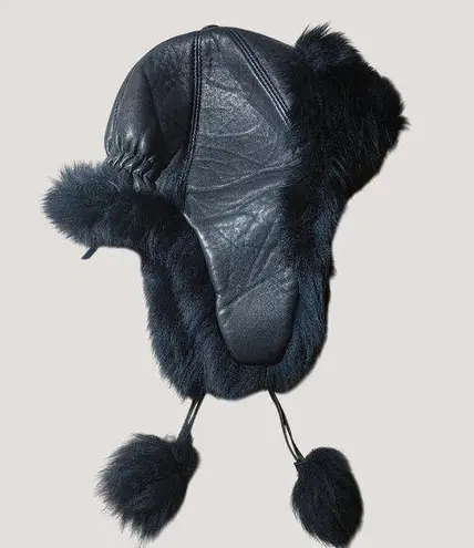 Aviator Hat Zabari Black Brown New York Genuine Leather Plush Faux Fur Turkey
