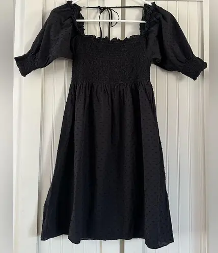 Hill House Home The Nap Dress Black Swiss Dot Size XS