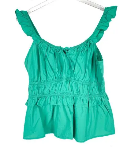 Skies Are Blue NWOT Stitch Fix Flirty Ruffle Smocked Top Green Size Medium M NEW
