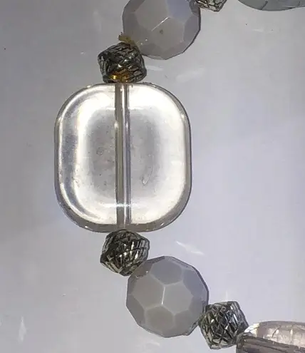 Lot of 4 Neutral Tone Beads Beaded Boho Stretchy Bracelets Gray