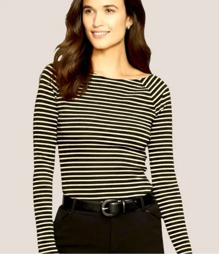 Ralph Lauren Metallic Gold Black Stripe Knit Top S Y2K Indie Sleaze Minimalist