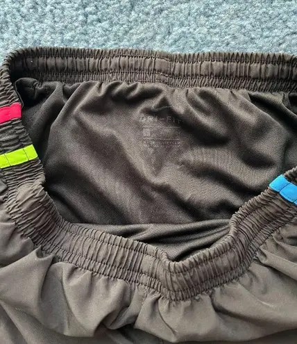 Nike Dri-Fit Women’s Black Rainbow Striped Athletic Running Shorts