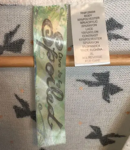 Spoiled Lace, Bows, Polka Dots, Black Cream Cardigan Size XL